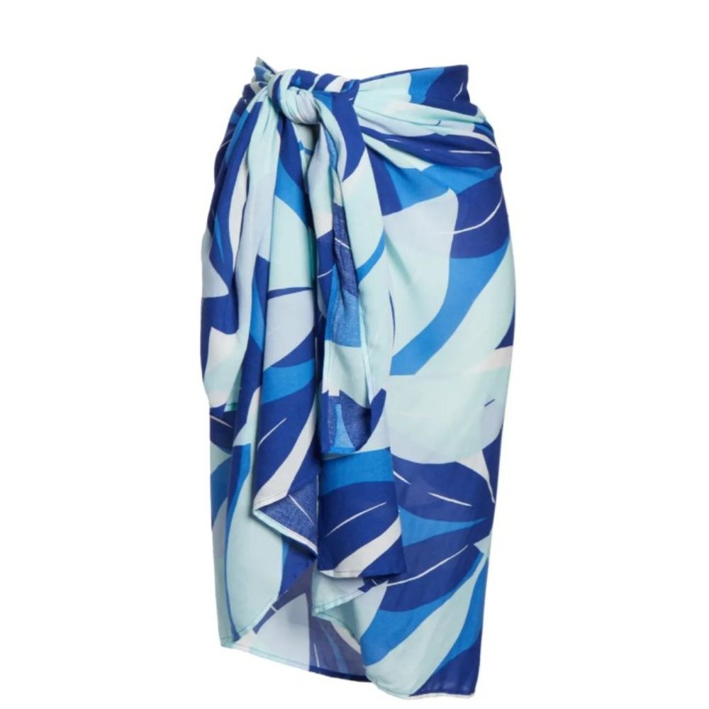LA BLANCA Palm Reader Pareo Blue Cover Up Sarong